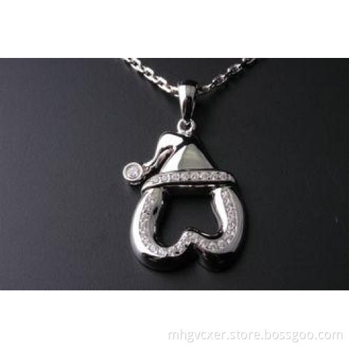 Ladies 925 silver pendant letter W with white CZ For Engage